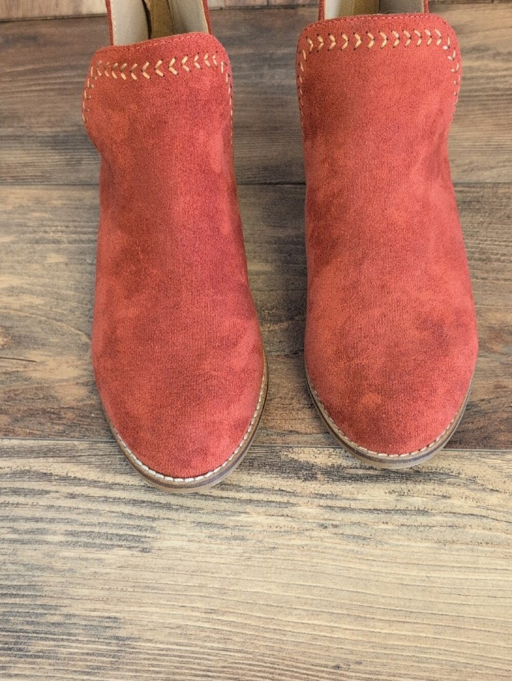 Corkys Rust Faux Suede Cutout Ankle Bluffin Bootie Boots NIB 7       578A - Picture 6 of 9